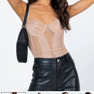 Princess Polly Beige Lace Bodysuit Spaghetti Strap
